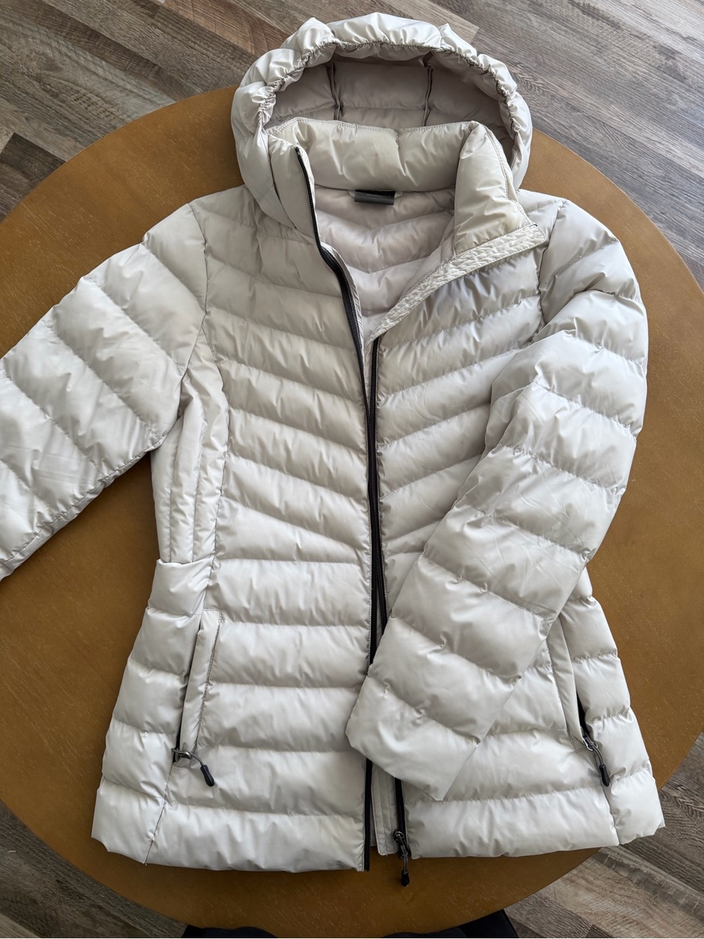 32 Degrees Light Cream Quilted Hooded Puffer Jacket